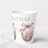 ピンクウォーターカラーフローラクリスマスオーナメント 紙コップ (裏面)