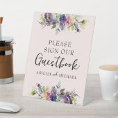 ピンクウォーターカラーフローラゲストブック 台座サイン (インサイチュ)