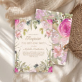 ピンクウォーターカラーフローラサプライズ75誕生日 招待状