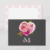 ピンクウォーターカラーフローラタイポグラフィモノグラム (正面/裏面)