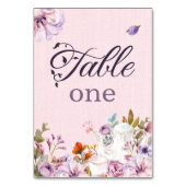 ピンクウォーターカラーフローラティーパーティーテーマ テーブルナンバー (正面)