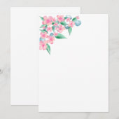 ピンクウォーターカラーフローラデザイン 招待状 (正面/裏面)