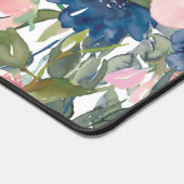 ピンクウォーターカラーフローラデスクマット及び名前をカスタムする デスクマット (コーナー)