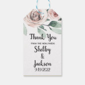 ピンクウォーターカラーフローラバラ金ゴールド結婚式の引き出物 ギフトタグ (裏面)