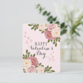 ピンクウォーターカラーフローラバレンタインデー シーズンカード (スタンド正面)