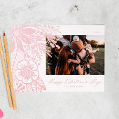 ピンクウォーターカラーフローラバレンティンズデイブーケ シーズンカード