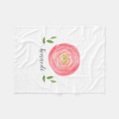 ピンクウォーターカラーフローラフリースベビー フリースブランケット (正面(横))