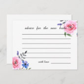 ピンクウォーターカラーフローラブライダルシャワーアドバイス アドバイスカード (正面/裏面)