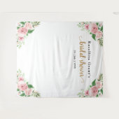 ピンクウォーターカラーフローラブライダルシャワータペストリー タペストリー (正面(横))