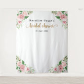 ピンクウォーターカラーフローラブライダルシャワータペストリー タペストリー (正面)