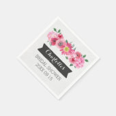 ピンクウォーターカラーフローラブライダルシャワーナプキン スタンダードカクテルナプキン (角)