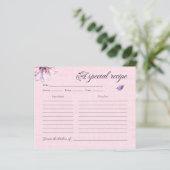 ピンクウォーターカラーフローラブライダルシャワーレシピカード (スタンド正面)