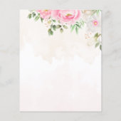 ピンクウォーターカラーフローラブライダルシャワー招待 (裏面)