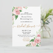 ピンクウォーターカラーフローラブライダルシャワー招待 招待状 (スタンド正面)