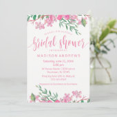 ピンクウォーターカラーフローラブライダルシャワー招待 招待状 (スタンド正面)