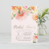 ピンクウォーターカラーフローラブライダルシャワー招待 招待状 (スタンド正面)