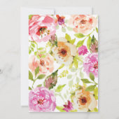 ピンクウォーターカラーフローラブライダルシャワー招待 招待状 (裏面)