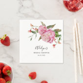 ピンクウォーターカラーフローラブライダルシャワー スタンダードカクテルナプキン (インサイチュ)