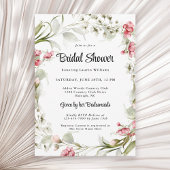ピンクウォーターカラーフローラブライダルシャワー 招待状