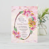 ピンクウォーターカラーフローラブライダルシャワー 招待状 (スタンド正面)
