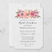 ピンクウォーターカラーフローラブライダルランチ招待状 招待状 (裏面)
