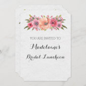 ピンクウォーターカラーフローラブライダルランチ招待状 招待状 (正面/裏面)