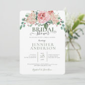 ピンクウォーターカラーフローラブーケブライダルシャワーInvit 招待状 (スタンド正面)