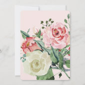 ピンクウォーターカラーフローラブーケブライダルシャワーInvit 招待状 (裏面)