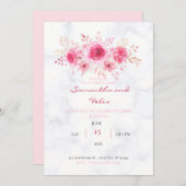 ピンクウォーターカラーフローラブーケ結婚式招待状 招待状 (正面/裏面)