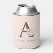 ピンクウォーターカラーフローラモノグラム 缶クーラー (缶正面)