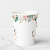 ピンクウォーターカラーフローラリトルディアファースト誕生日 紙コップ (左)