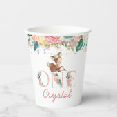 ピンクウォーターカラーフローラリトルディアファースト誕生日 紙コップ (正面)