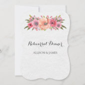 ピンクウォーターカラーフローラリハーサルディナーパーティー 招待状 (正面)