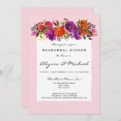 ピンクウォーターカラーフローラリハーサルディナー招待状 招待状 (正面/裏面)