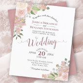 ピンクウォーターカラーフローラ予算結婚式招待状