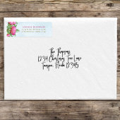 ピンクウォーターカラーフローラ差出人住所 ラベル