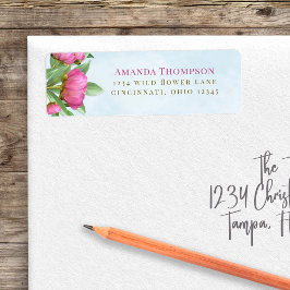 ピンクウォーターカラーフローラ差出人住所 ラベル