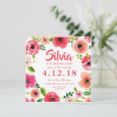 ピンクウォーターカラーフローラ招待状 招待状 (スタンド正面)