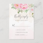ピンクウォーターカラーフローラ牡丹エレガントな結婚式 出欠カード (正面)