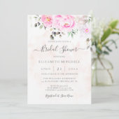 ピンクウォーターカラーフローラ牡丹エレガントブライダルシャワー 招待状 (スタンド正面)