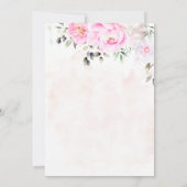 ピンクウォーターカラーフローラ牡丹エレガントブライダルシャワー 招待状 (裏面)