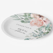 ピンクウォーターカラーフローラ牡丹ブライダルシャワー ペーパープレート (アングル)