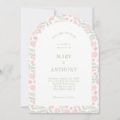 ピンクウォーターカラーフローラ結婚式招待状 招待状 (正面)