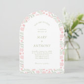 ピンクウォーターカラーフローラ結婚式招待状 招待状 (スタンド正面)