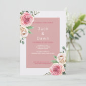 ピンクウォーターカラーフローラ結婚式招待状 招待状 (スタンド正面)