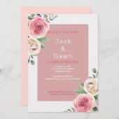ピンクウォーターカラーフローラ結婚式招待状 招待状 (正面/裏面)