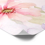 ピンクウォーターカラーフローラ金ゴールドグリッターブライダルシャワー ポスター (角)