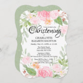 ピンクウォーターカラーフローラ《キリスト教》洗礼式や命名式招待状 招待状 (正面/裏面)