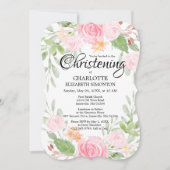 ピンクウォーターカラーフローラ《キリスト教》洗礼式や命名式招待状 招待状 (正面)