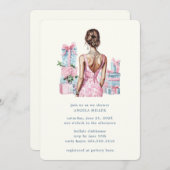 ピンクウォーターカラーブライダルシャワーウェディングシャワー 招待状 (正面/裏面)